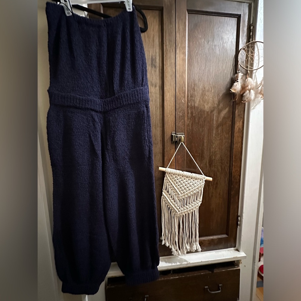 NWT free people L - strapless jumpsuit navy blue